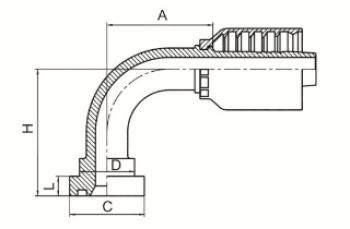 90°SAE 法兰3000PSI