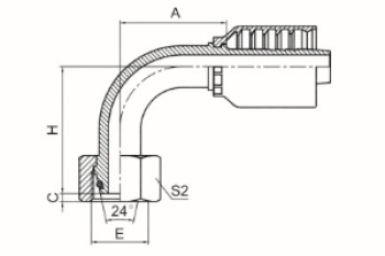 90°公制内螺纹24°锥带O形圈轻系列 ISO 12151-2 DIN 3865